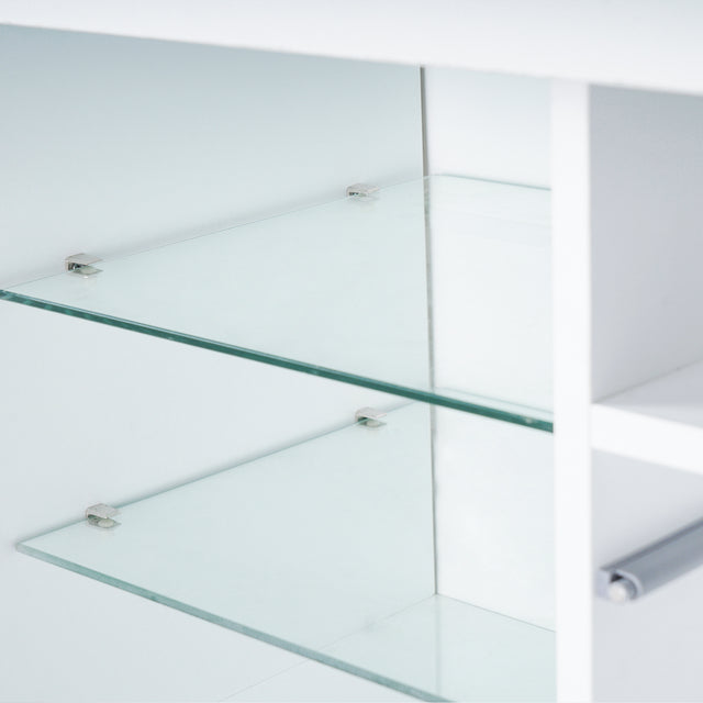 Morden TV Stand with LED Lights, High Glossy Front TV Cabinet,TV Bench up to 63 Inches for Living Room, Bedroom