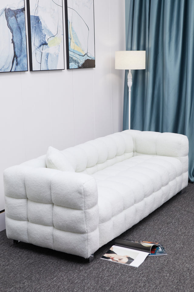 2146 Sofa includes two pillows 81" white fleece for living room bedroom