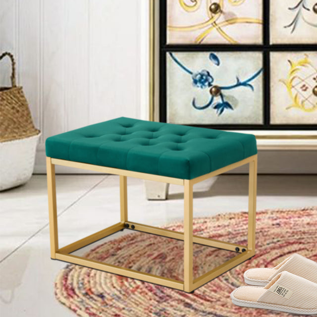 Velvet Shoe Changing Stool,Dark Green Footstool, Square Vanity Chair, Sofa stool,Makup Stool .Vanity Seat ,Rest stool. Piano Bench .Suitable for Clothes Shop,Living room, porch, fitting room Bedroom