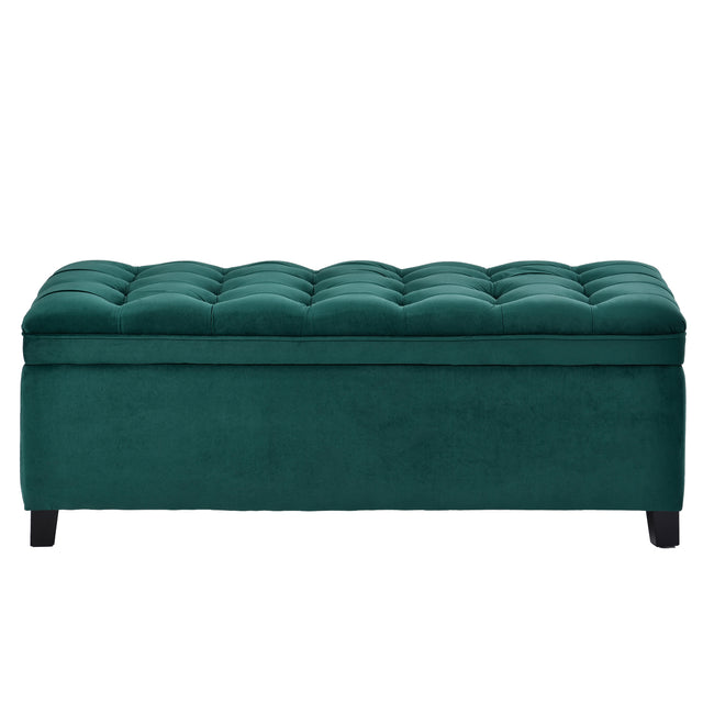 U-stye Upholstered Flip Top Storage Bench with Button Tufted Top