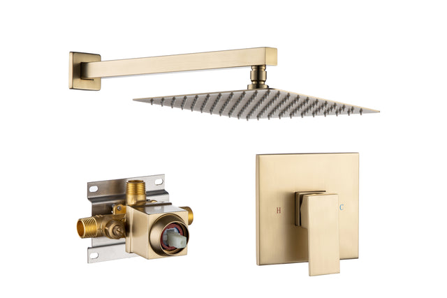 10 Inch Rain Shower Head System Shower Combo Set Bathroom Wall Mount Mixer Shower Faucet Rough-In Valve and Shower Arm Included