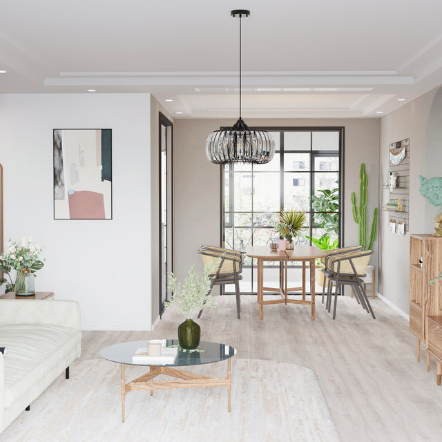 Modern Oblate Black Crystal Chandelier Fixture,Ceiling Pendant light for Living Room, Bedroom, Kitchen, Dining Room, Hallway,Adjustable Color Temperature,Dimmable,120V,E26,W16.5*L31.5