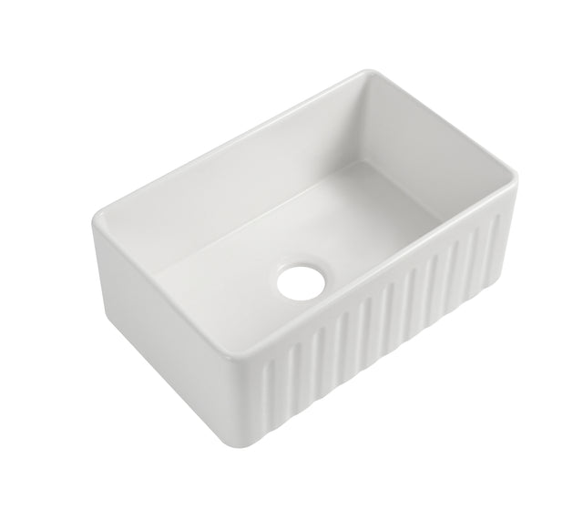 Fireclay 30" L X 18" W Farmhouse Kitchen Sink with Grid and Strainer