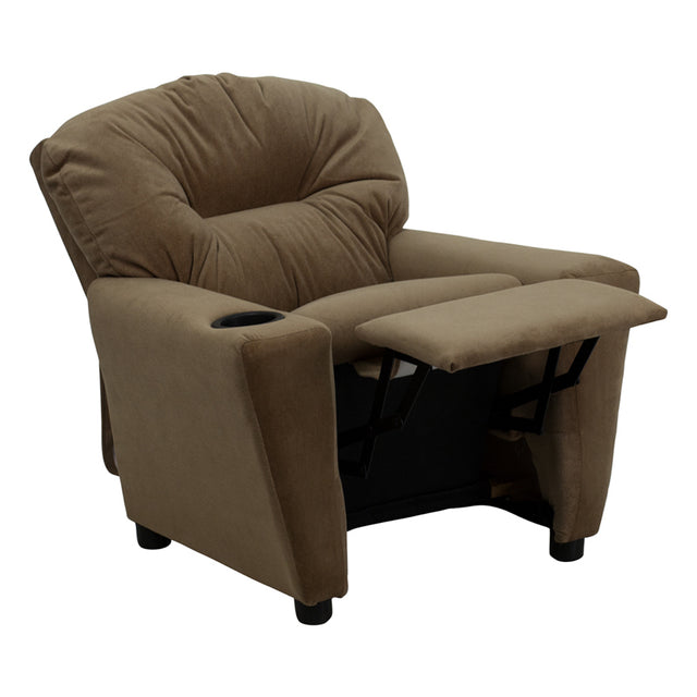 Offex Contemporary Brown Kids Recliner with Cup Holder