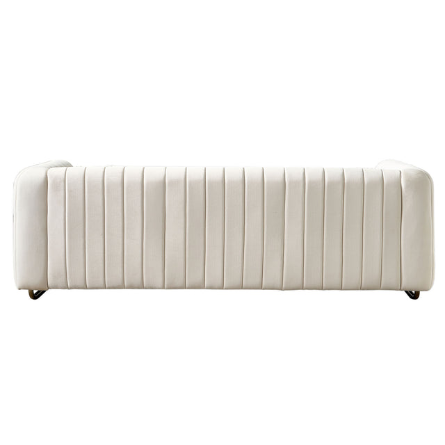 Modern velvet sofa beige color
