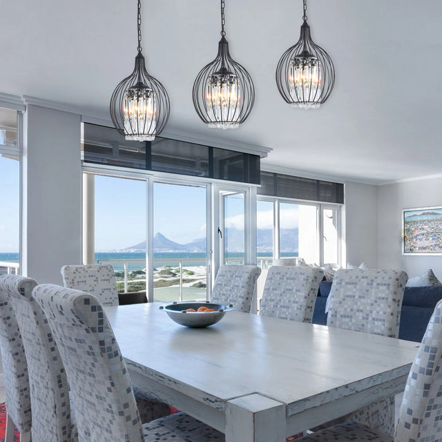 Modern American spherical crystal chandelier -3 bulbs -E12 lamp holder