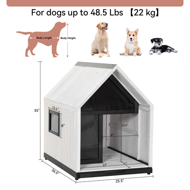 Outdoor Dog House, Sun Protection Dog Houses for Small Medium Large Sized Dogs, Weatherproof Dog House with Slide Out Floor for Easy Cleaning