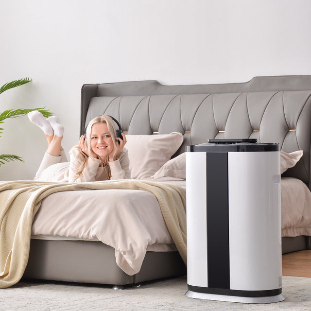 Smart Air Purifier with H13 True HEPA Filter for large rooms up to 3000 Sq.Ft .Capture 99.9% of Pet Daner, Smoke, Dust, Pollen, Formaldehyde. Wisdom WiFi , PM2.5 Monitor, Auto Mode, Movable wheel.
