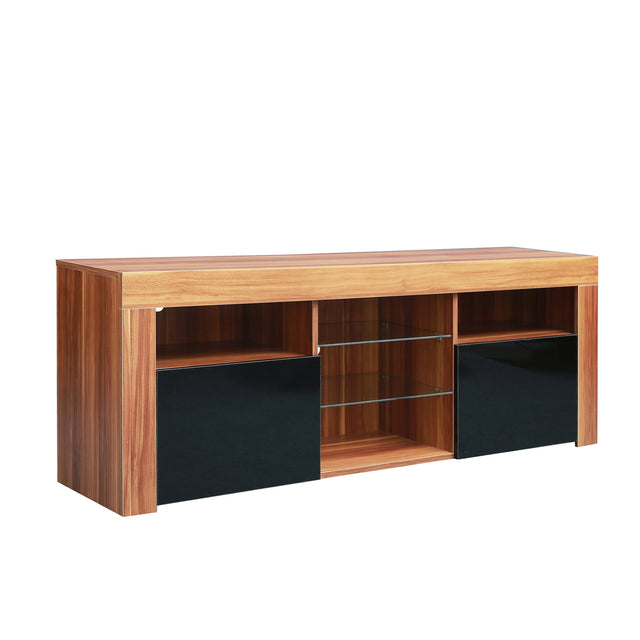 145 Modern 57" TV Stand Matte Body High Gloss Fronts with 16 Color LEDs