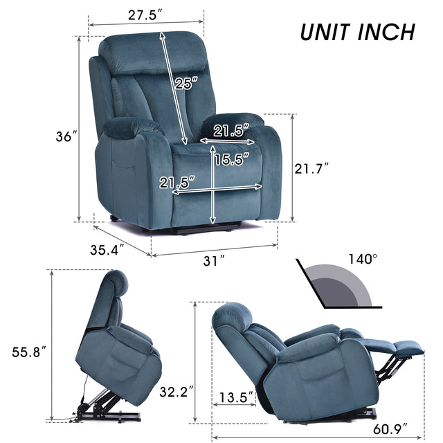 Lift Chair Recliner for Elderly Power Remote Control Recliner Sofa Relax Soft Chair Anti-skid Australia Cashmere Fabric Furniture Living Room Dark Gray