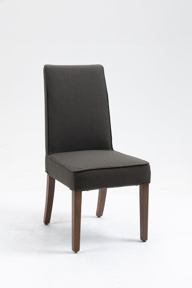Cover Removable Interchangeable and Washable Gray Linen Upholstered Parsons Chair with Solid Wood Legs 2 PCS
