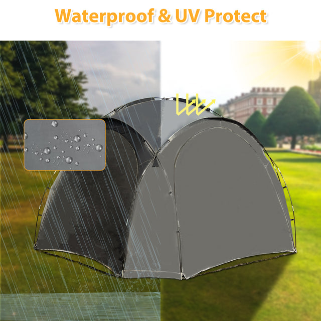 Easy Beach Tent 12 X 12ft Pop Up Canopy UPF50+ Tent with Side Wall, Ground Pegs, and Stability Poles, Sun Shelter Rainproof, Waterproof for Camping Trips, Backyard Fun, Party Or Picnics