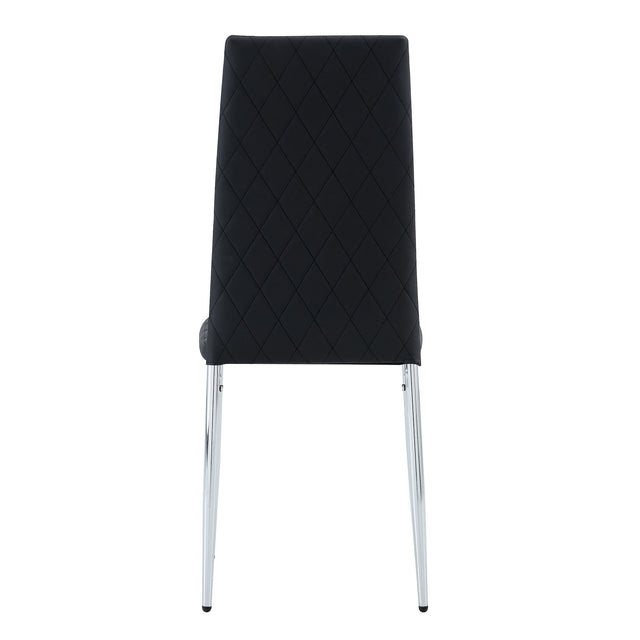 Glass dining table, dining chair set, 4 black dining chairs and 1 dining table Table size 47 "W x 29" D x 30 "H