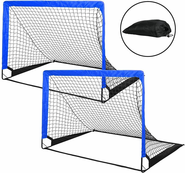 Simple Deluxe 4‘x3’ Portable Soccer Goal, Pop Up Folding Soccer Net Comes with 2 Oxford Cloth Bags and 8 Stakes, Great for Training for Backyard
