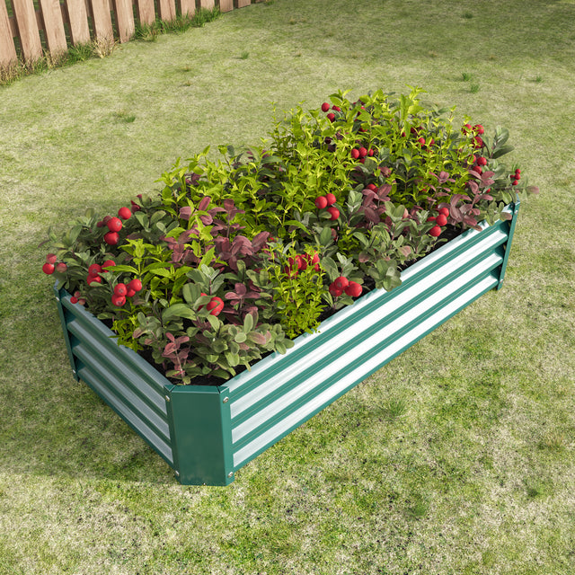 Metal Raised Garden Bed, Rectangle Raised Planter 4×2×1ft for Flowers Plants, Vegetables Herb Veezyo Green