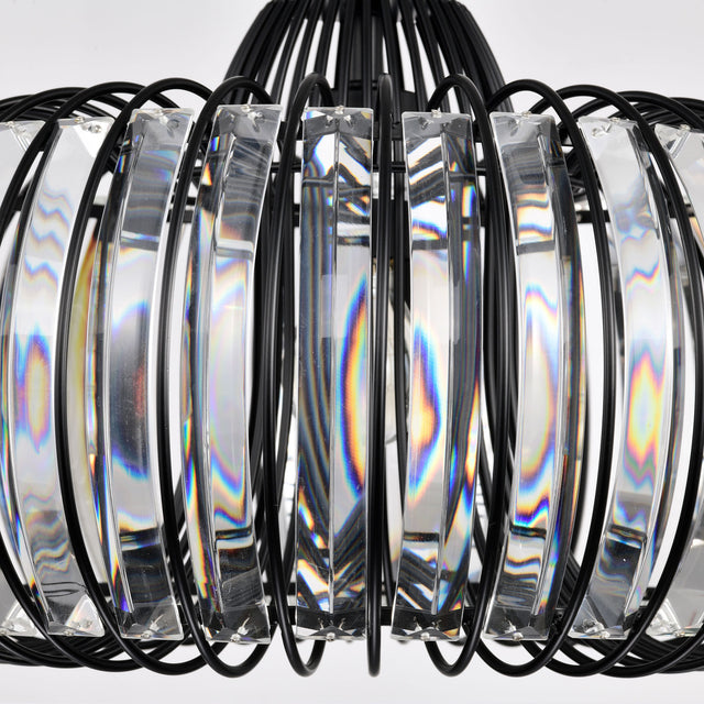Modern Oblate Black Crystal Chandelier Fixture,Ceiling Pendant light for Living Room, Bedroom, Kitchen, Dining Room, Hallway,Adjustable Color Temperature,Dimmable,120V,E26,W16.5*L31.5