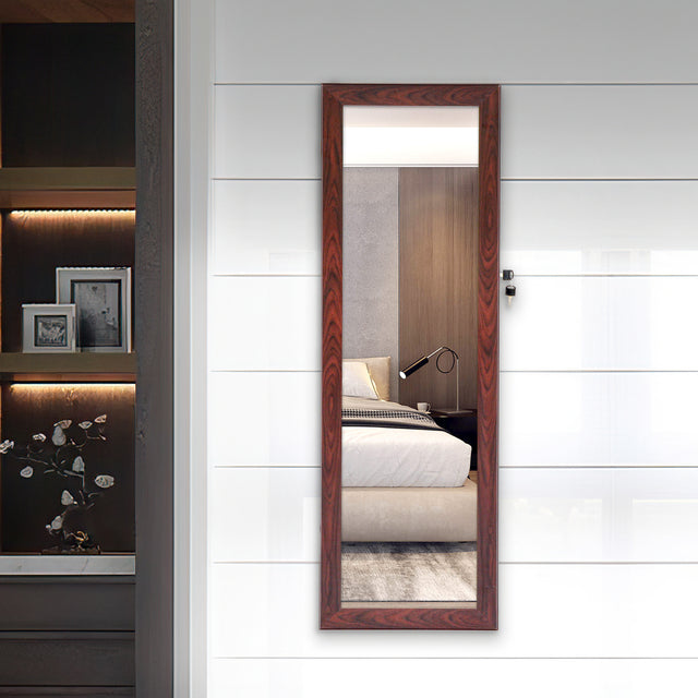 Fashion Simple Jewelry Storage Mirror Cabinet With LED Lights Can Be Hung On The Door Or Wall