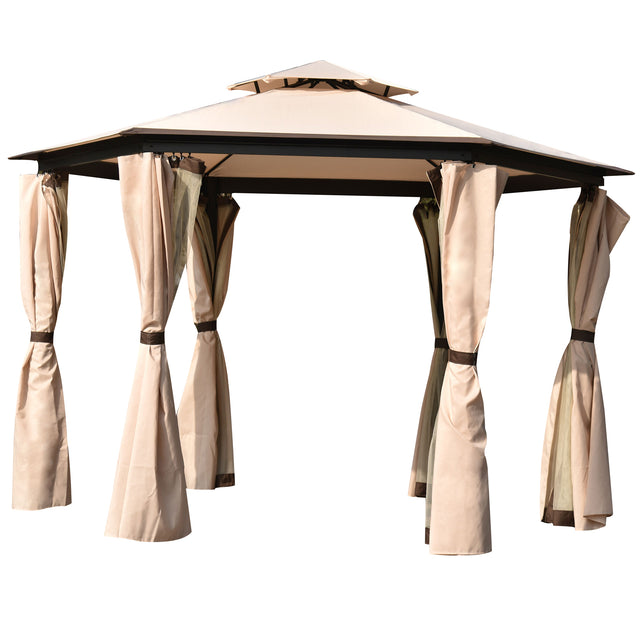 U_STYLE 11.8 Ft. W x 11.8 Ft. D Patio Outdoor Gazebo, Double Roof Soft Canopy Garden Backyard Gazebo with Mosquito Netting Suitable for Lawn, Garden, Backyard and Deck