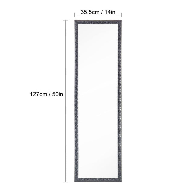 Full Length Mirror Wall Mirror Door Mirror Full Body Mirror Explosion-Proof Wall Mounted Hanging Mirror for Dorm with Rectangular Float Framed for Room Decor, 50"x 14", Black