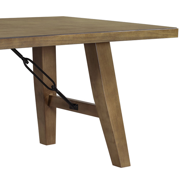 TREXM Industrial Style 72" Wooden Rectangular Table with Chain Bracket ( Natural Walnut)