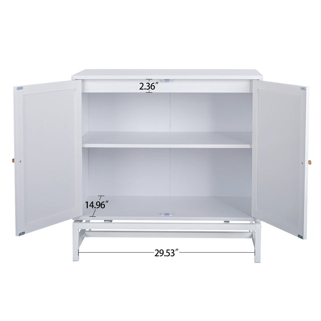 Natural rattan 2 door cabinet, with 1 Adjustable Inner Shelves, rattan, Accent Storage Cabinet