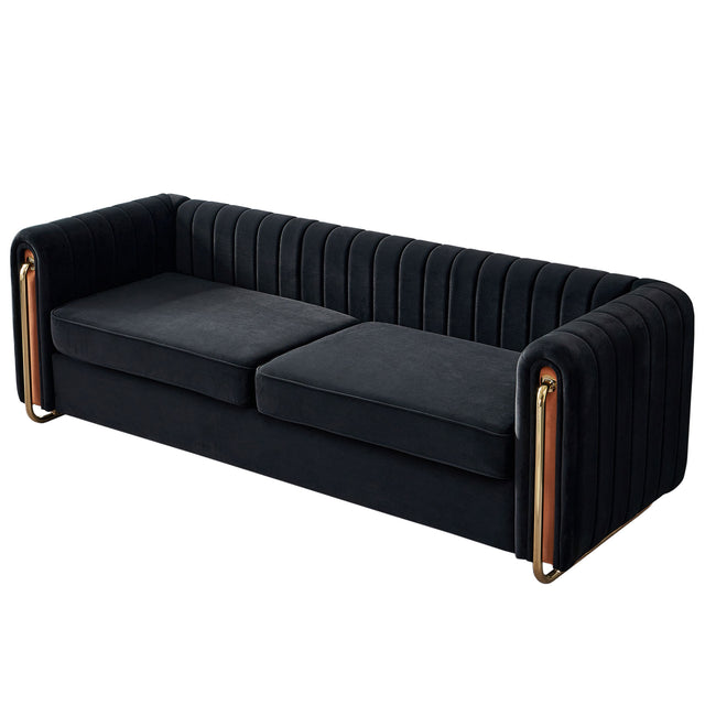 Modern velvet sofa black color