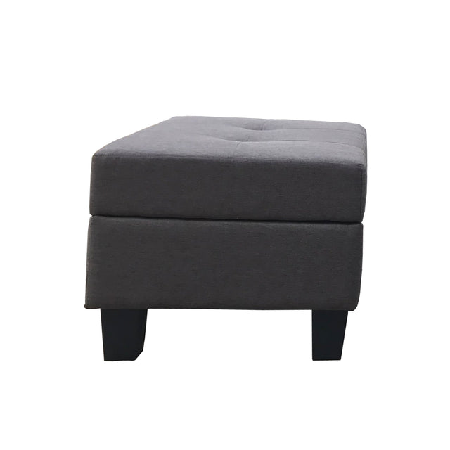 STORAGE OTTOMAN/BENCH,GRAY FAUX LINEN