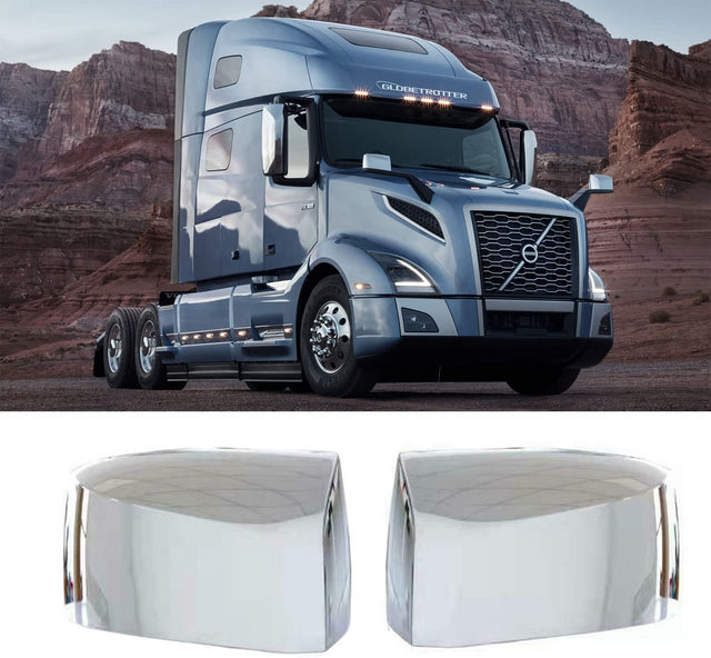 LEAVAN Chrome Hood Mirror Cover for Volvo VNL VN VNM Trucks 04-17, Driver & Passenger Side