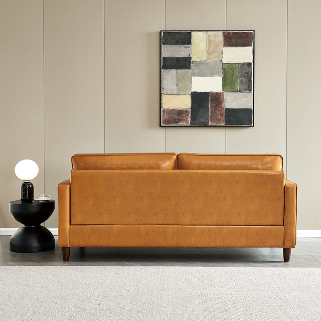 Modern Mid-Century Vegan Leather Sofa (Mocha)