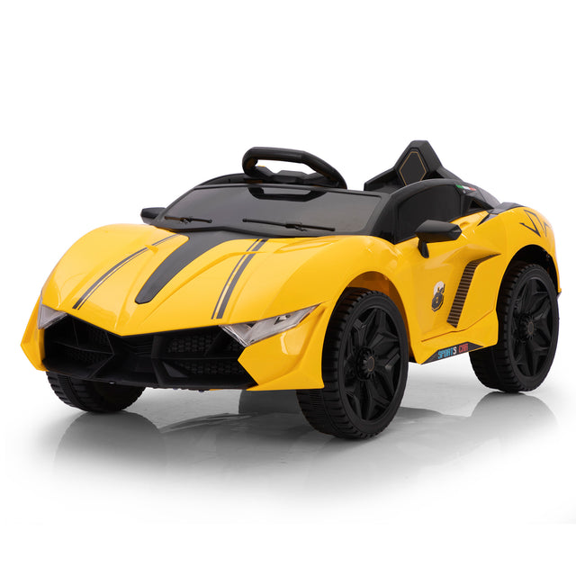 Kids Ride on Car, 12V Battery Powered Sports Vehicle with 2.4G RC, Music, LED Lights, Toddler Electric Car for Indoor Outdoor Play, 3-6 Years Old, Yellow