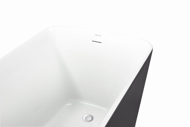 47" 100% Acrylic Freestanding Bathtub,Contemporary Soaking Tub,white inside and gray outside