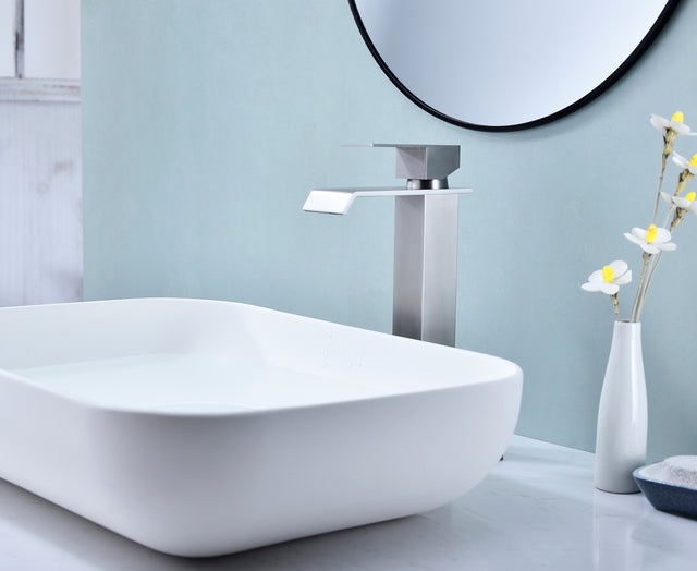 Waterfall Spout Bathroom Faucet,Single Handle Bathroom Vanity Sink Faucet