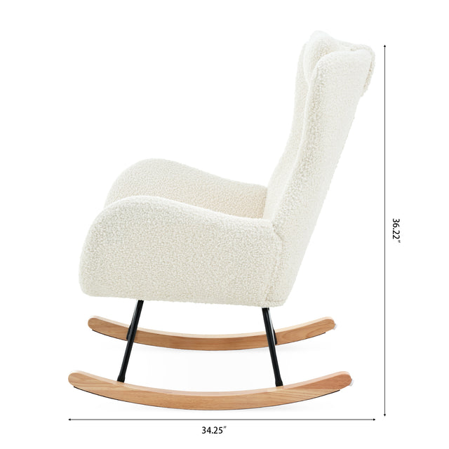 Rocking Chair - with rubber leg and cashmere fabric, suitable for living room and bedroom