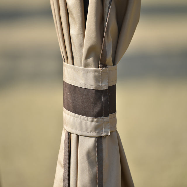 TOPMAX 10ft W*12ft L Outdoor Double Vents Gazebo Patio Metal Canopy with Screen and LED Lights for Backyard, Poolside, Brown