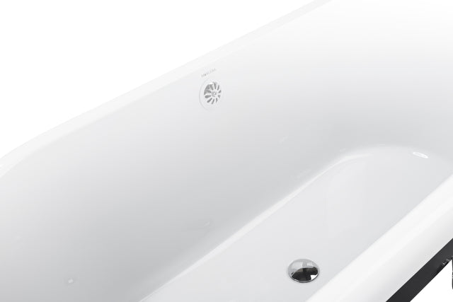59" 100% Acrylic Freestanding Bathtub,Contemporary Soaking Tub,white inside black outside