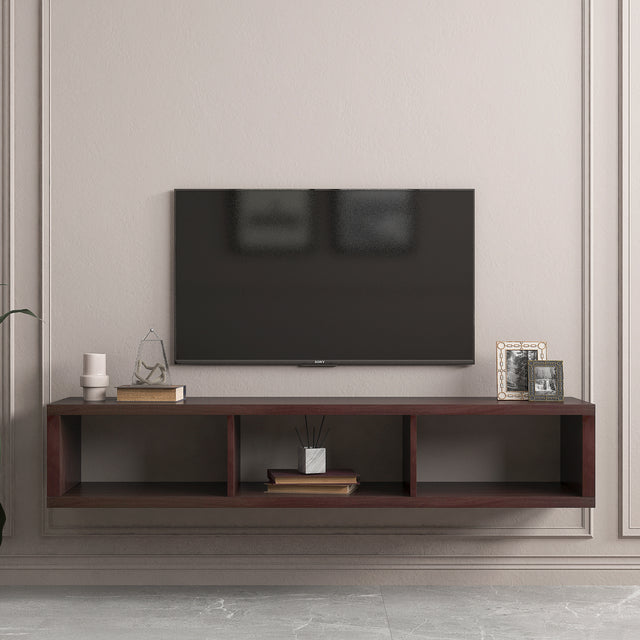 Shallow Floating TV Console, 60", Walnut