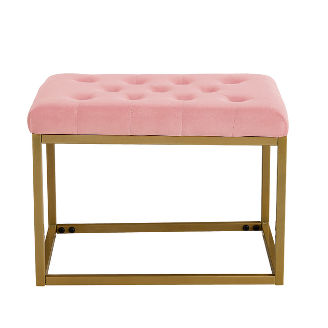 Velvet Shoe Changing Stool, Footstool, Square Cushion Foot Stool, Sofa stool, Rest stool,Low Stool .Step Stool, Small Footrest .Suitable for Clothes Shop,Living Room, Porch, Fitting Room.Pink Bench