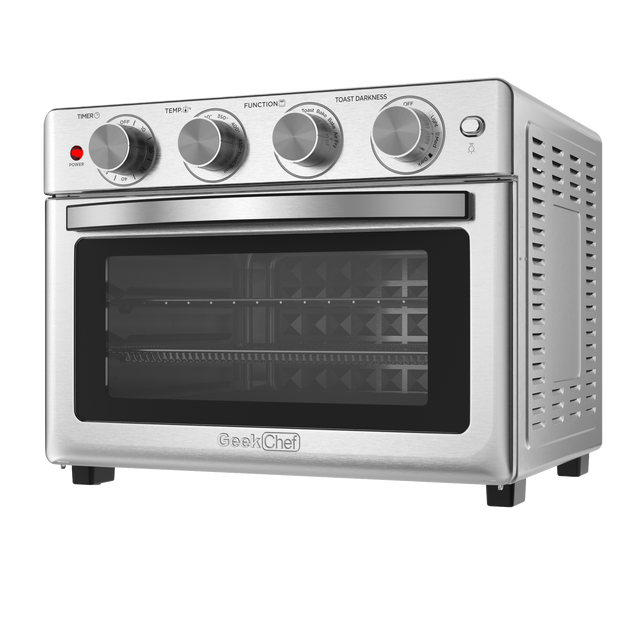 Geek Chef Air Fryer, 6 Slice 26QT/26L Air Fryer Fry Oil-Free, Extra Large Toaster Oven Combo, Air Fryer Oven, Roast, Bake, Broil, Reheat, Convection Countertop Oven, Accessories Included, Stainless St