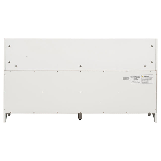 TREXM Movable Cushion Storage Bench with Drawers and Backrest for Entryway and Living Room(White)