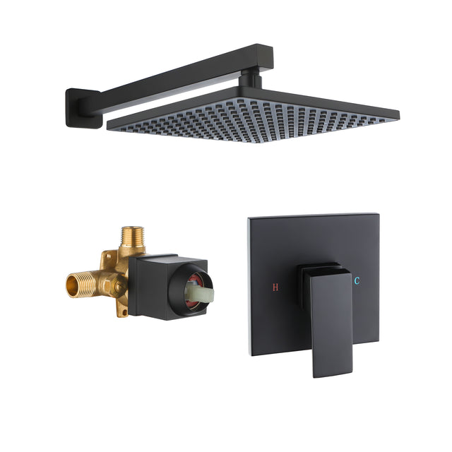 10 Inch Rain Shower Head System Shower Combo Set Bathroom Wall Mount Mixer Shower Faucet Rough-In Valve and Shower Arm Included