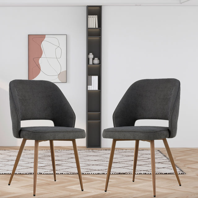 Modern Dining Chairs, Velvet Accent Chair, Living Room Leisure Chairs, Upholstered Side Chair with Metal Legs for Dining Room Kitchen Vanity Patio Club Guest (Set of 2) ( Dark Grey Office Chair)