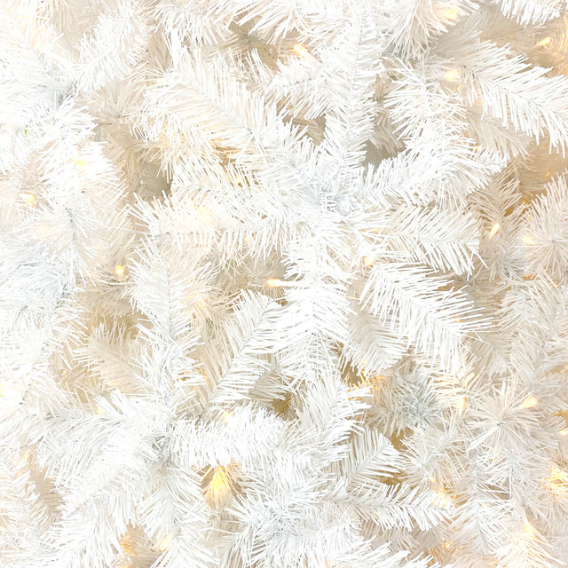 Upside Down White Christmas Tree, Xmas Tree with LED Warm White Lights, Reinforced Metal Base & Easy Assembly 6.6ft, w/1,200 Lush Branch Tips, 450 LED Lights X-mas