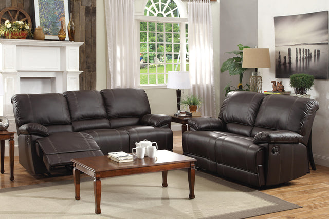Dark Brown Faux Leather Covered 1pc Comfortable Double Reclining Loveseat Solid Wood and Plywood Frame Living Room Furniture