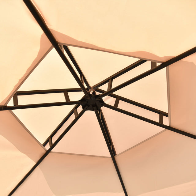 U_STYLE 11.8 Ft. W x 11.8 Ft. D Patio Outdoor Gazebo, Double Roof Soft Canopy Garden Backyard Gazebo with Mosquito Netting Suitable for Lawn, Garden, Backyard and Deck