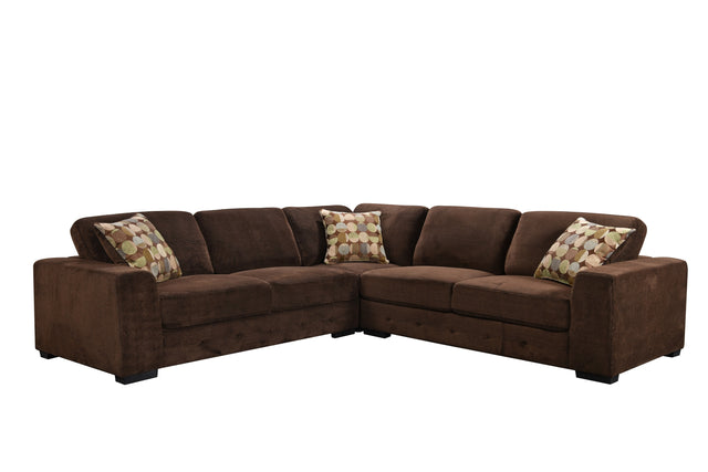 113"X113" Modern Upholstered Living Room Sectional Sofa Furniture Set,L Shape Couch with 3 Pillows for Home Office, Chocolate