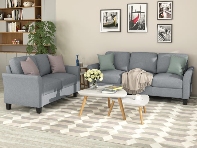 Living Room Furniture Loveseat Sofa and 3-seat  sofa (Gray)