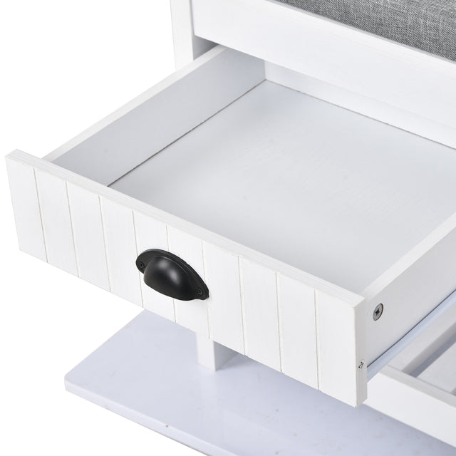 U-Can Hall Tree with 4 Hooks and Hinged Lid, Coat Hanger, Entryway Bench, Storage Bench, 3-in-1 Design, 69INCH, for Entrance, Hallway (White)