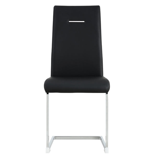 Modern Dining Chairs, PU Faux Leather High Back Upholstered Side Chair,for Dining Room Kitchen Vanity Patio Club Guest Office Chair (Set of 4) (Black+PU Leather)