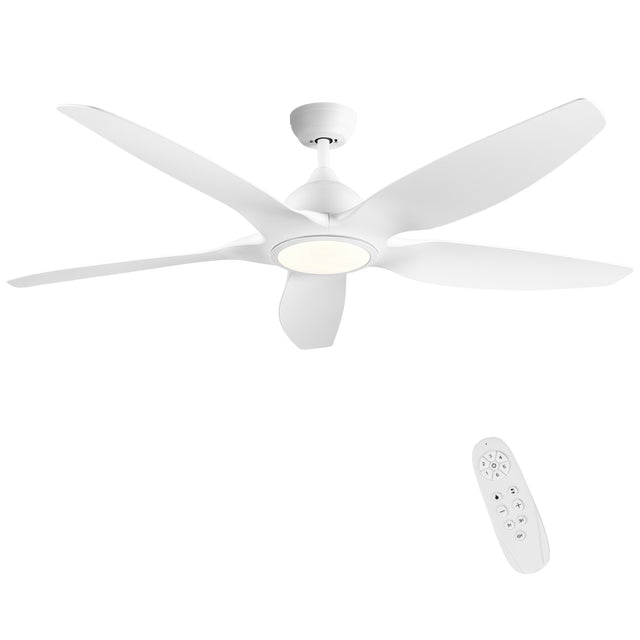 Modern 60 In Intergrated LED Ceiling Fan Lighting with White ABS Blade