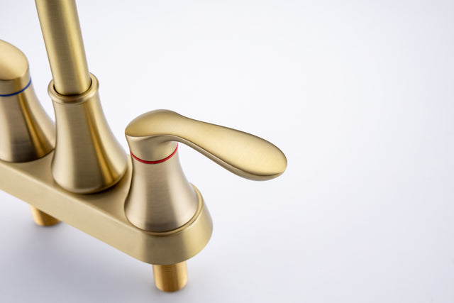 2-Handle Lavatory Faucet Brushed Nickel Bathroom Sink Faucet with Metal Pop-up Drain and Faucet Supply Lines